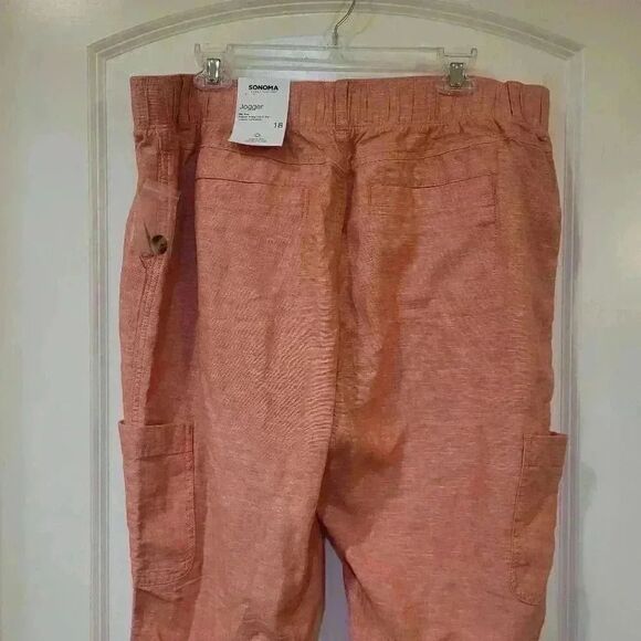 Sonoma Women's Oak Orange Linen Utility Joggers NEW - Picture 12 of 15